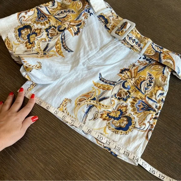 JOIE 100% Linen belted shorts, powder blue, bohemian floral print, size M NWT - Picture 15 of 16